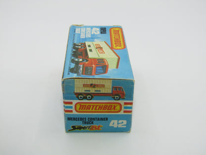 Matchbox Superfast No 42C Mercedes Truck Blue Karstadt on LEFT