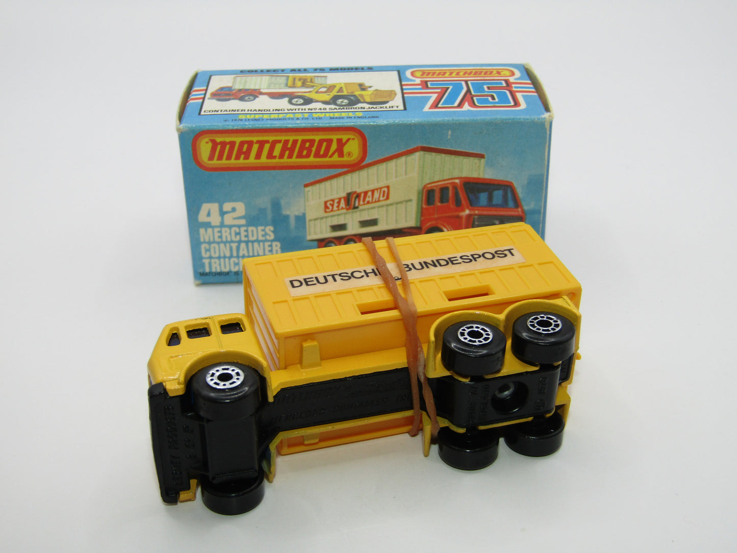 Matchbox Superfast no 42C Mercedes Truck YELLOW Deutsche Bundespost