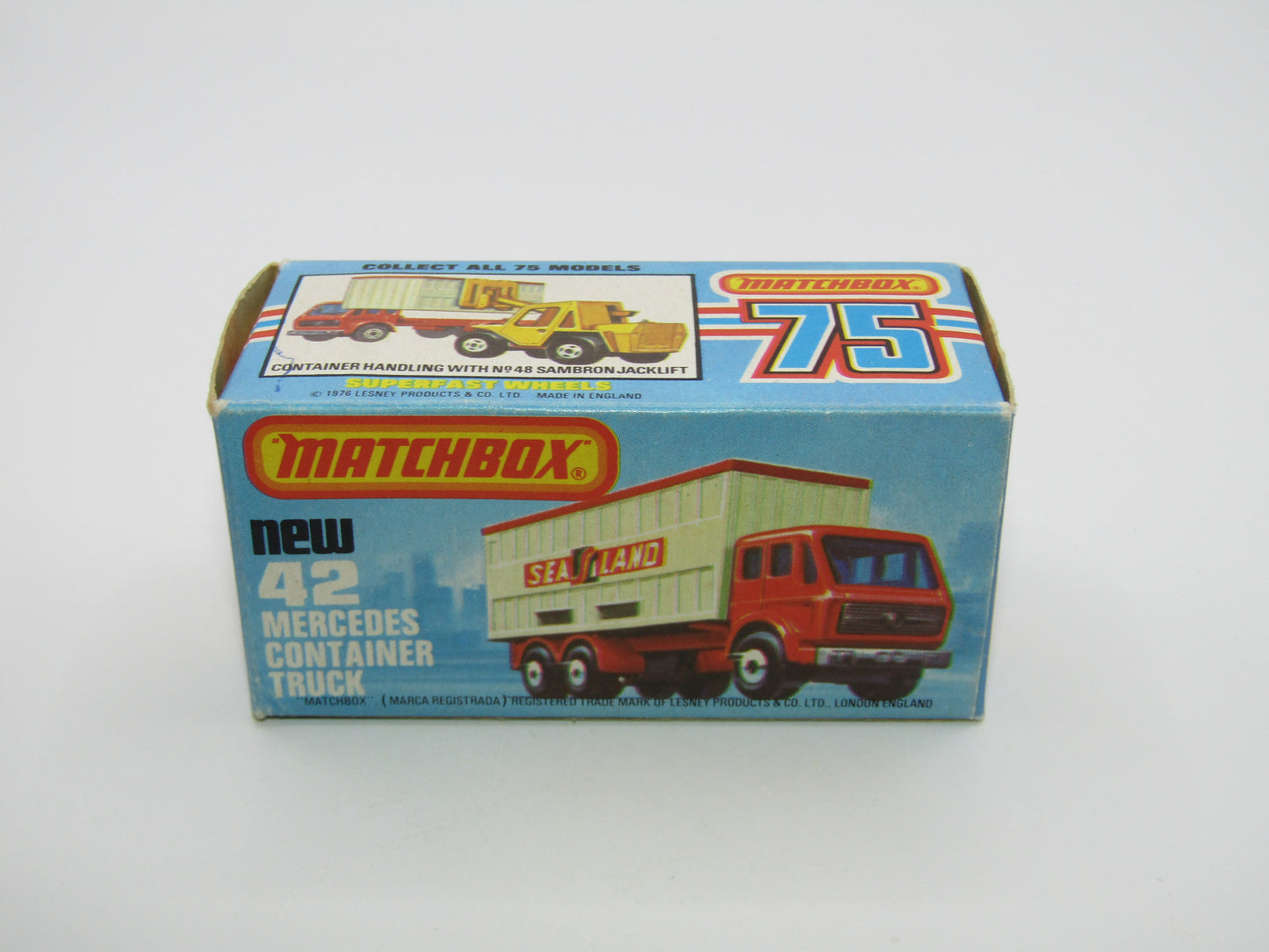 Matchbox Superfast no 42C Mercedes Container Truck Beige OCL Labels