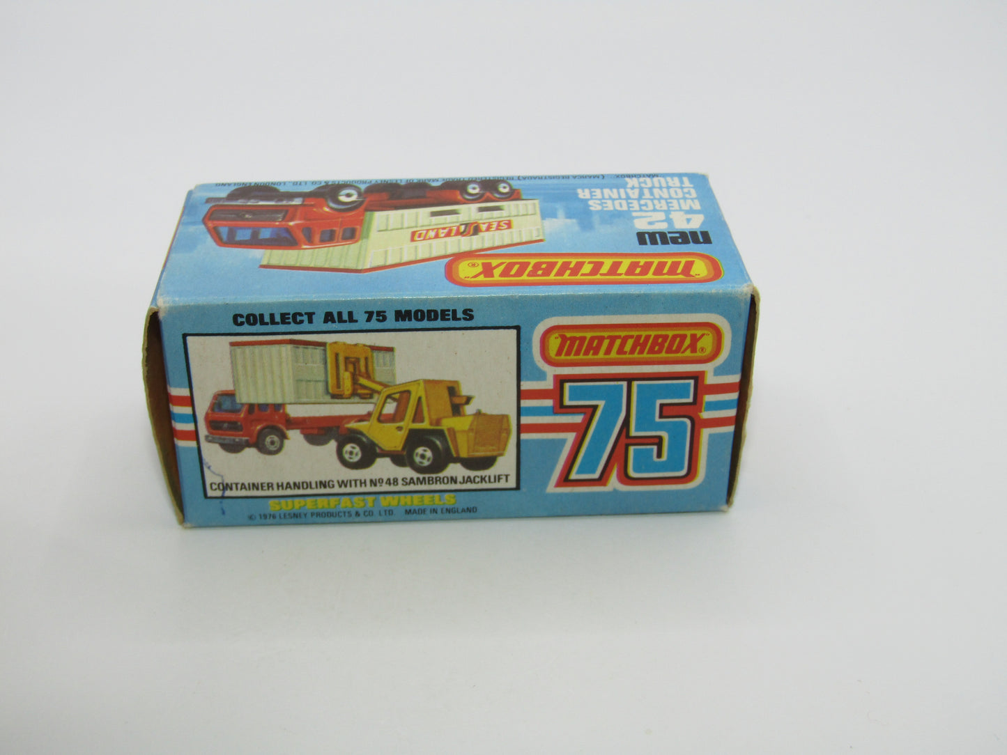 Matchbox Superfast no 42C Mercedes Container Truck Beige OCL Labels