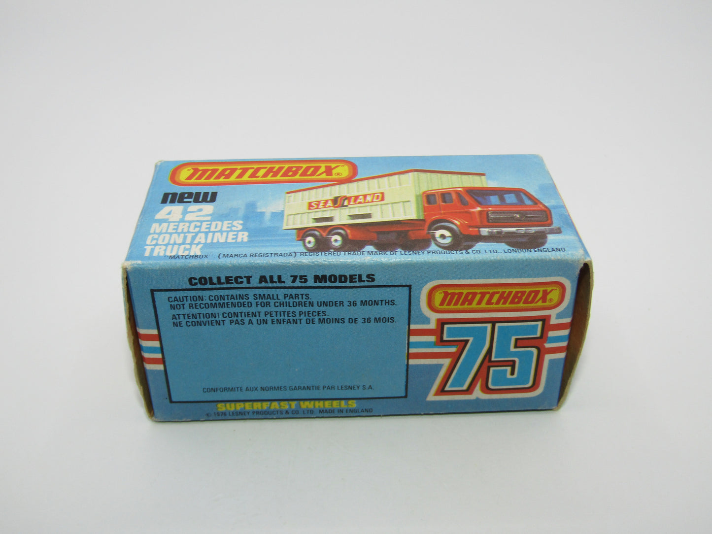 Matchbox Superfast no 42C Mercedes Container Truck Beige OCL Labels