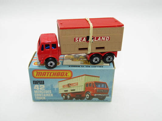 Matchbox Superfast no 42C Mercedes Container Truck TAN Sealand Labels