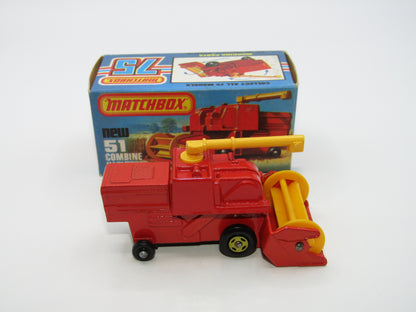 Matchbox Superfast 51C Combine Harvester 4 Spoke Yellow Hubs