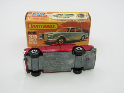 Matchbox Superfast 39B Rolls Royce Silver Shadow Red TAN Interior