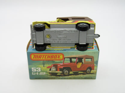 Matchbox Superfast 53C Jeep CJ-6 Yellow SILVER BASE