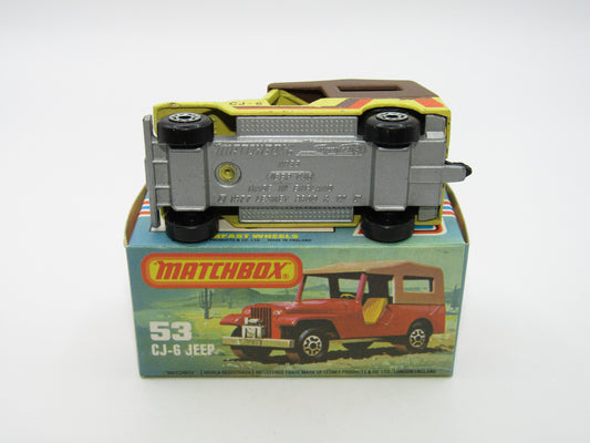 Matchbox Superfast 53C Jeep CJ-6 Yellow SILVER BASE