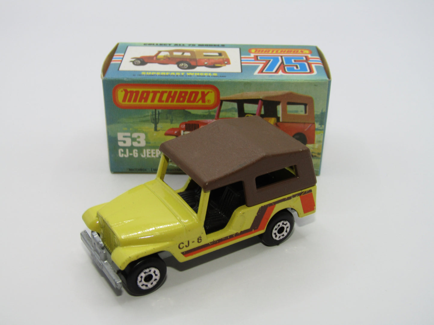 Matchbox Superfast 53C Jeep CJ-6 Yellow SILVER BASE