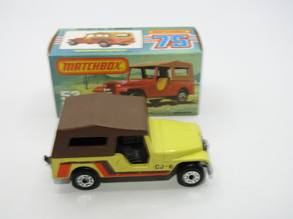 Matchbox Superfast 53C Jeep CJ-6 Yellow SILVER BASE