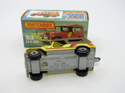Matchbox Superfast 53C Jeep CJ-6 Yellow SILVER BASE