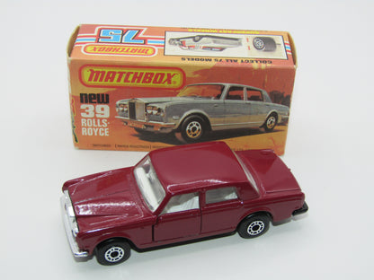 Matchbox Superfast 39B Rolls Royce Silver Shadow Plum BLACK BASE