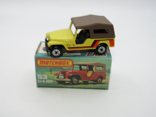 Matchbox Superfast 53C Jeep CJ-6 Yellow Brown Roof SATIN Black Base