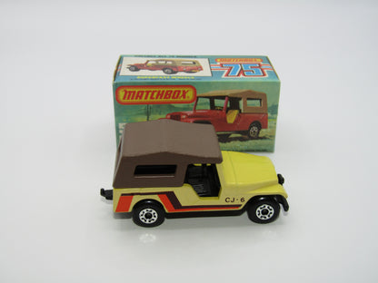 Matchbox Superfast 53C Jeep CJ-6 Yellow Brown Roof SATIN Black Base