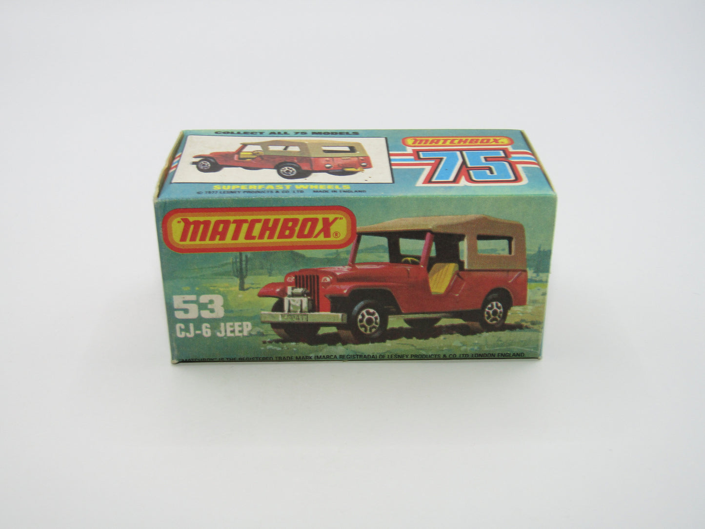 Matchbox Superfast 53C Jeep CJ-6 Yellow Brown Roof SATIN Black Base