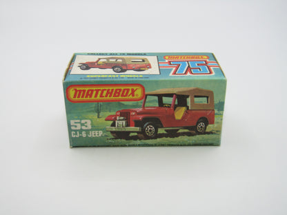 Matchbox Superfast 53C Jeep CJ-6 Yellow Brown Roof SATIN Black Base