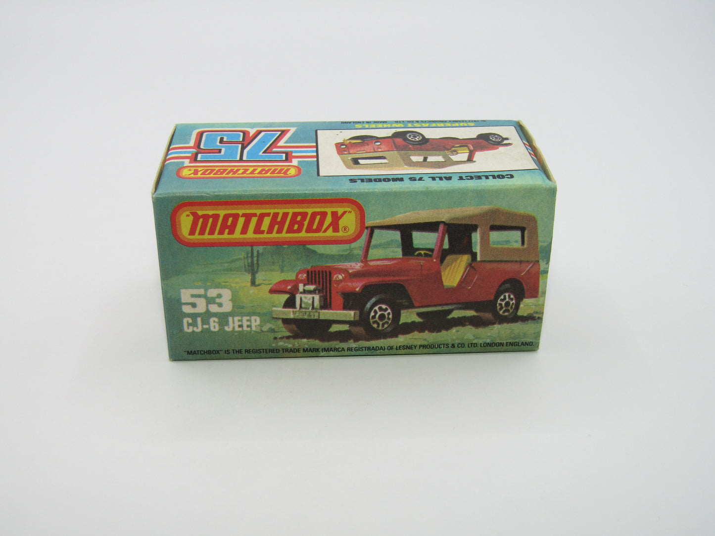 Matchbox Superfast 53C Jeep CJ-6 Yellow Brown Roof SATIN Black Base