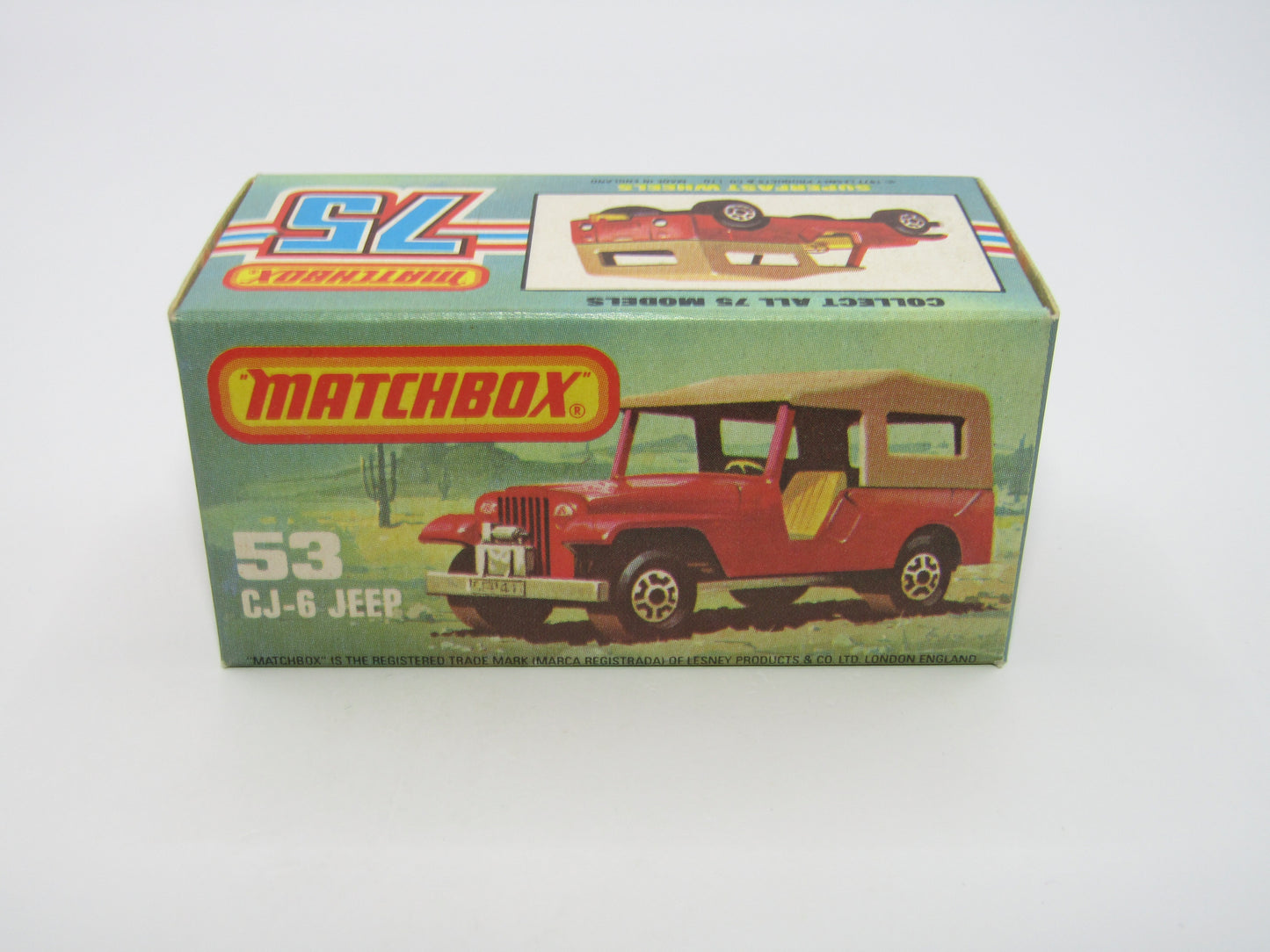 Matchbox Superfast 53C Jeep CJ-6 Yellow Brown Roof CHARCOAL Black Base