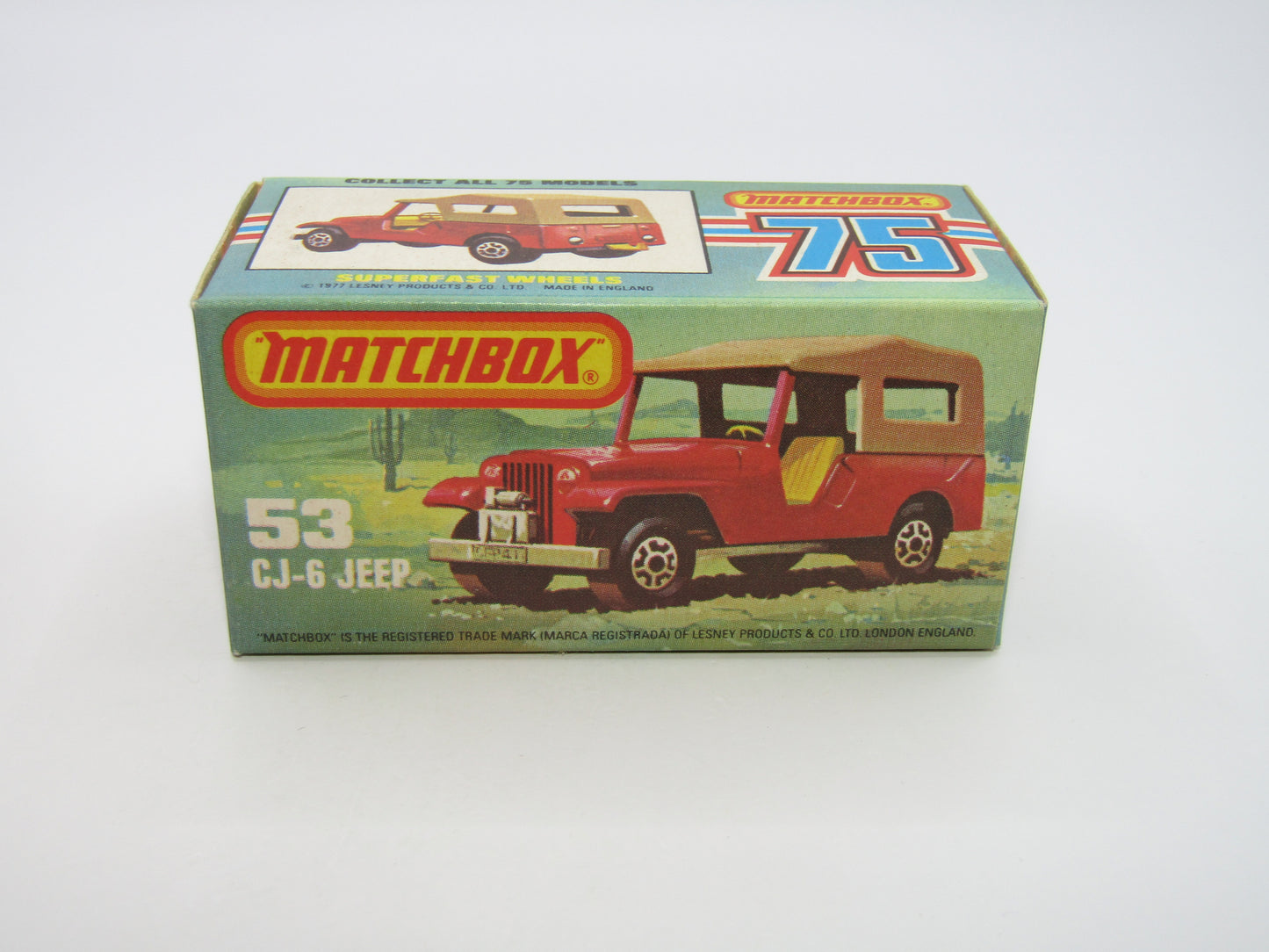 Matchbox Superfast 53C Jeep CJ-6 Yellow Brown Roof CHARCOAL Black Base