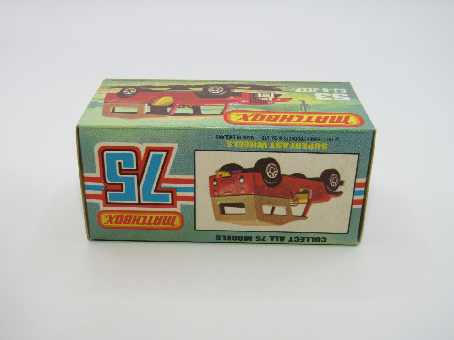 Matchbox Superfast 53C Jeep CJ-6 Yellow Brown Roof CHARCOAL Black Base