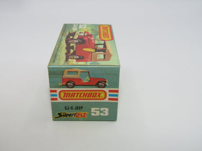 Matchbox Superfast 53C Jeep CJ-6 Yellow Brown Roof CHARCOAL Black Base
