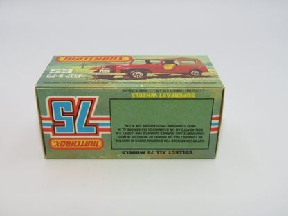 Matchbox Superfast 53C Jeep CJ-6 Yellow Brown Roof CHARCOAL Black Base