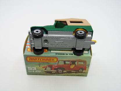 Matchbox Superfast 53C Jeep CJ-6 Met Green Yellow Interior SILVER Base