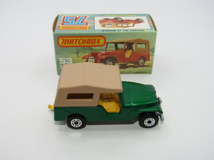 Matchbox Superfast 53C Jeep CJ-6 Met Green Yellow Interior SILVER Base
