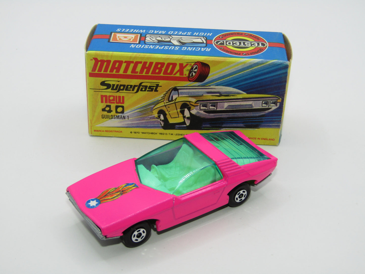 Matchbox Superfast 40A Vauxhall Guildsman Pink SILVER BASE Blue Star