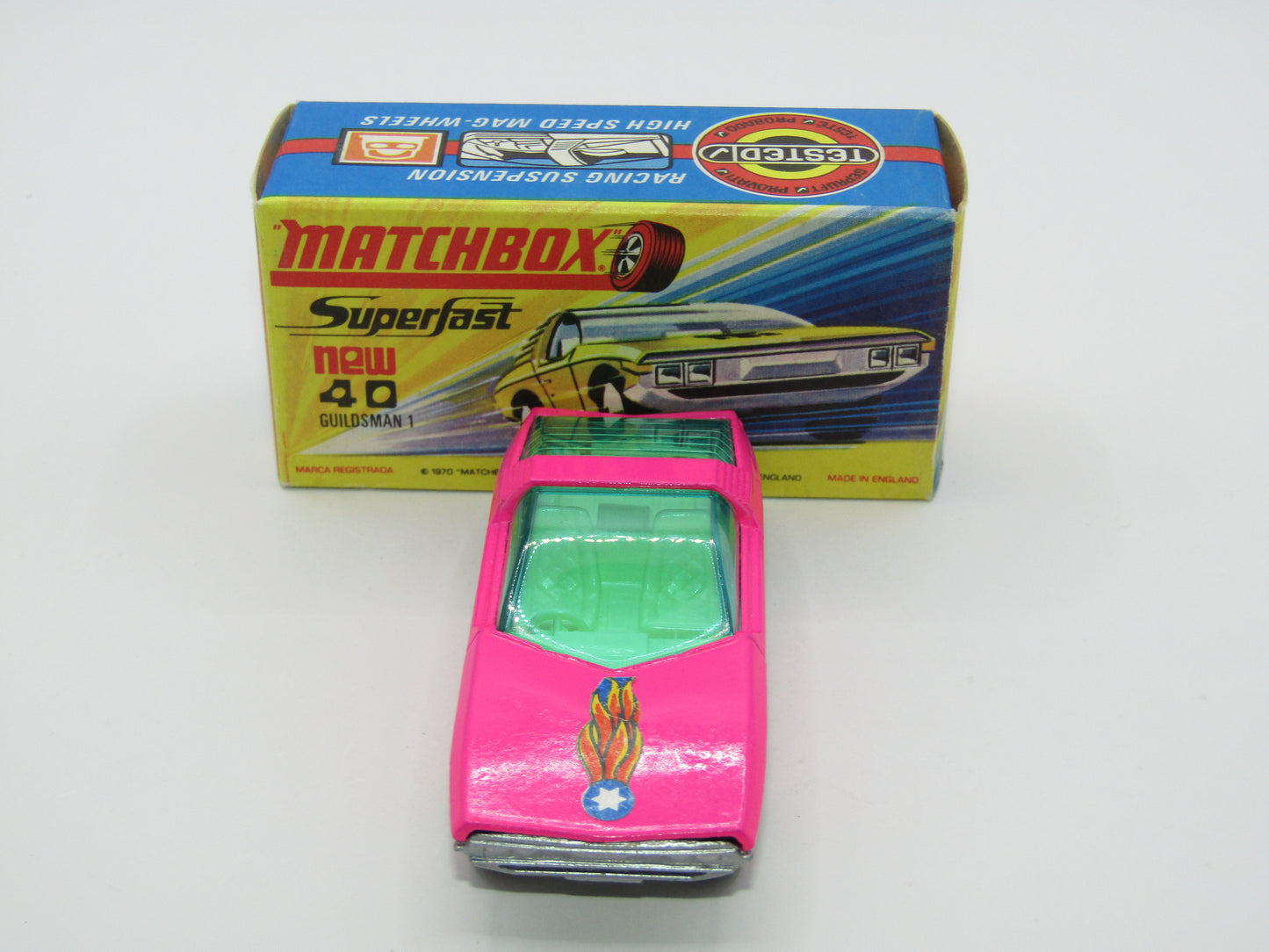 Matchbox Superfast 40A Vauxhall Guildsman Pink SILVER BASE Blue Star