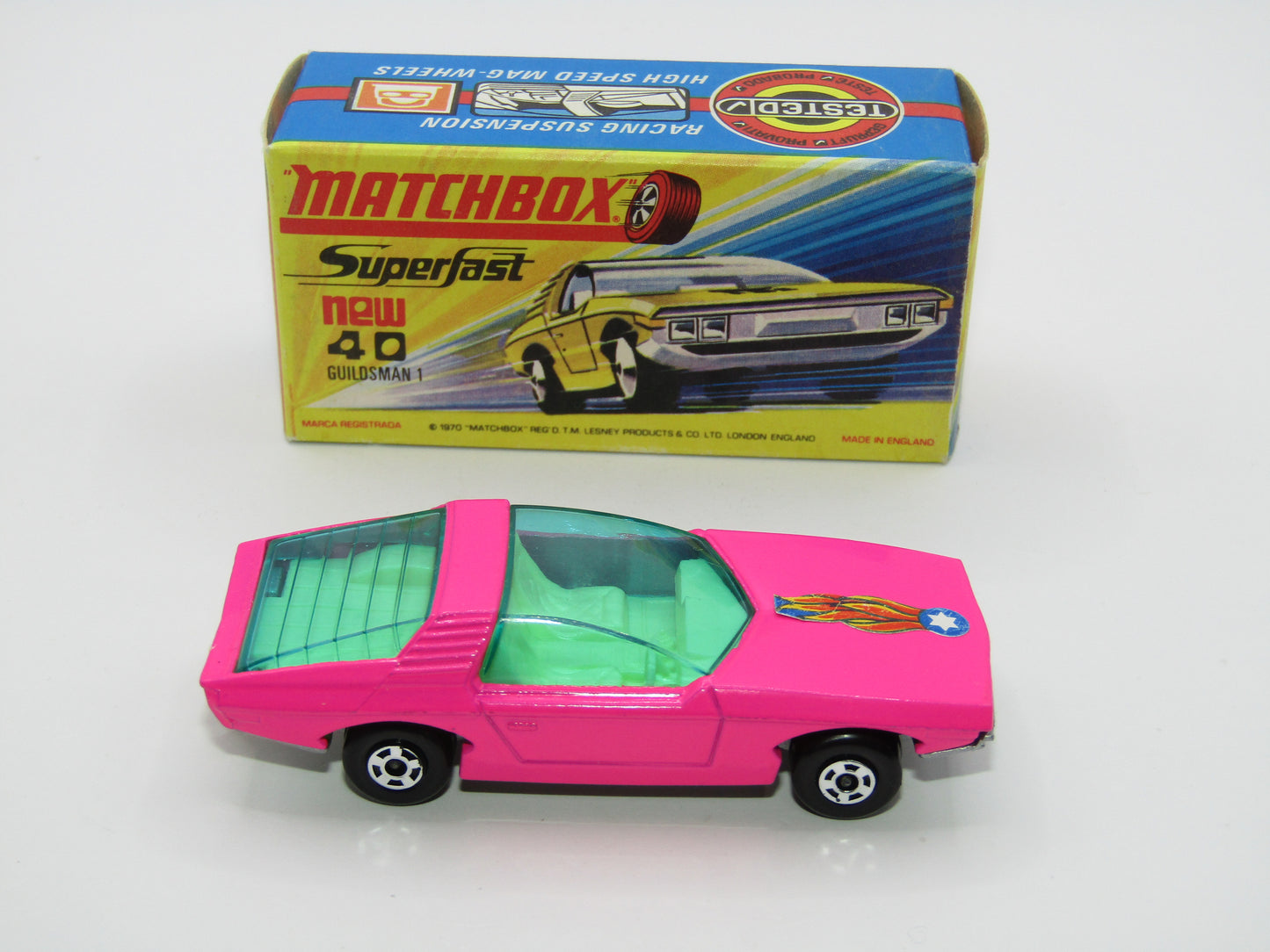 Matchbox Superfast 40A Vauxhall Guildsman Pink SILVER BASE Blue Star