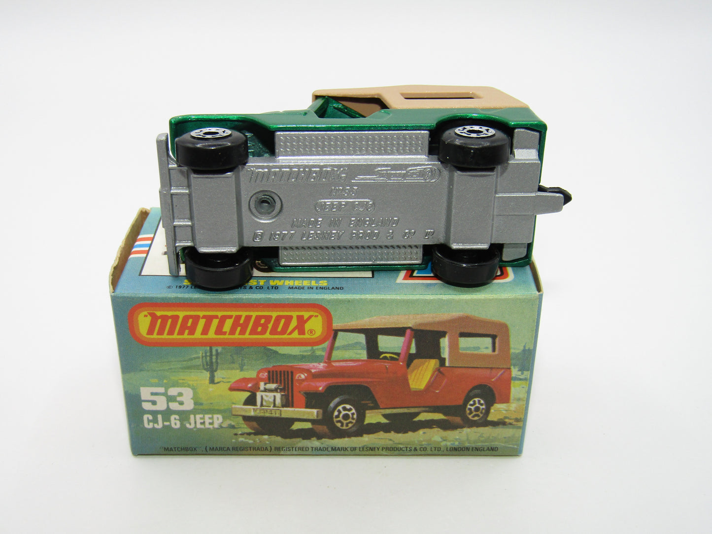 Matchbox Superfast 53C Jeep CJ-6 Met Green BLACK Interior SILVER Base