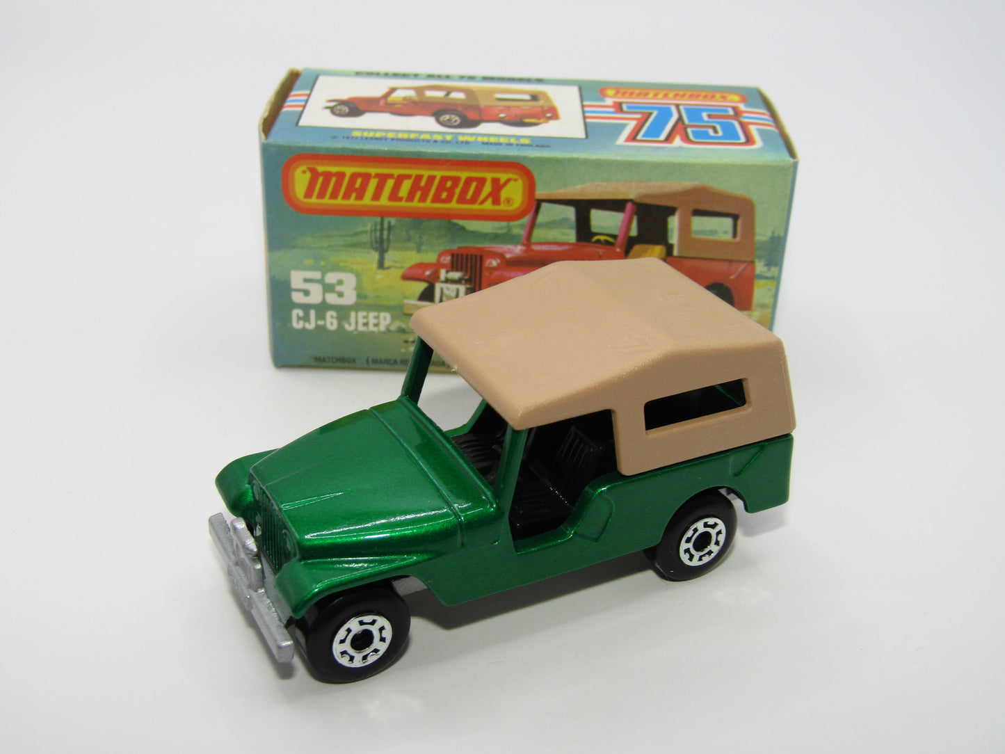 Matchbox Superfast 53C Jeep CJ-6 Met Green BLACK Interior