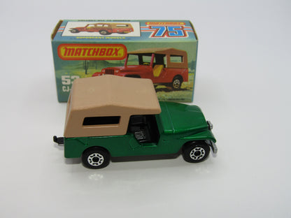 Matchbox Superfast 53C Jeep CJ-6 Met Green BLACK Interior SILVER Base
