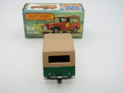 Matchbox Superfast 53C Jeep CJ-6 Met Green BLACK Interior