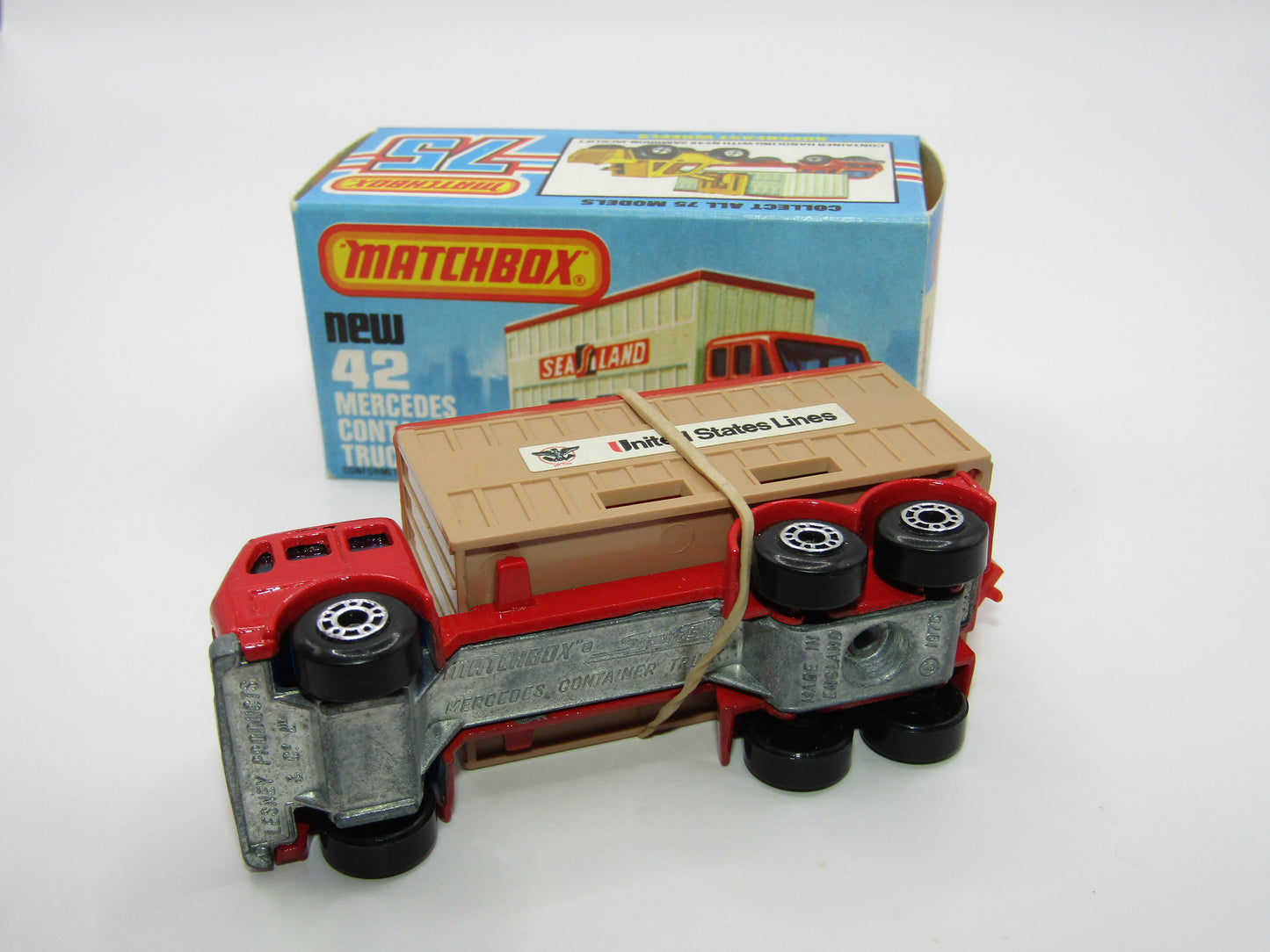 Matchbox Superfast no 42C Mercedes Container Truck TAN United States Lines
