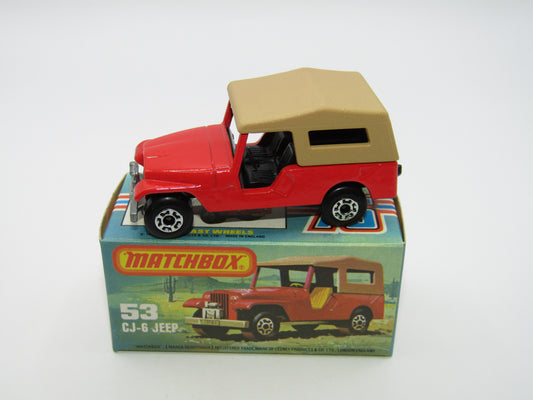 Matchbox Superfast 53C Jeep CJ-6 Red BLACK Interior
