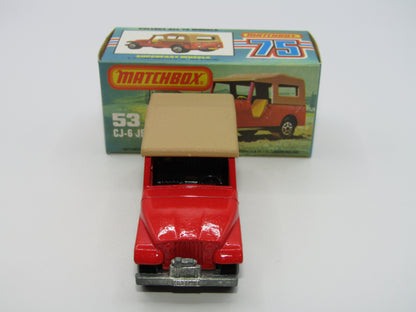 Matchbox Superfast 53C Jeep CJ-6 Red BLACK Interior