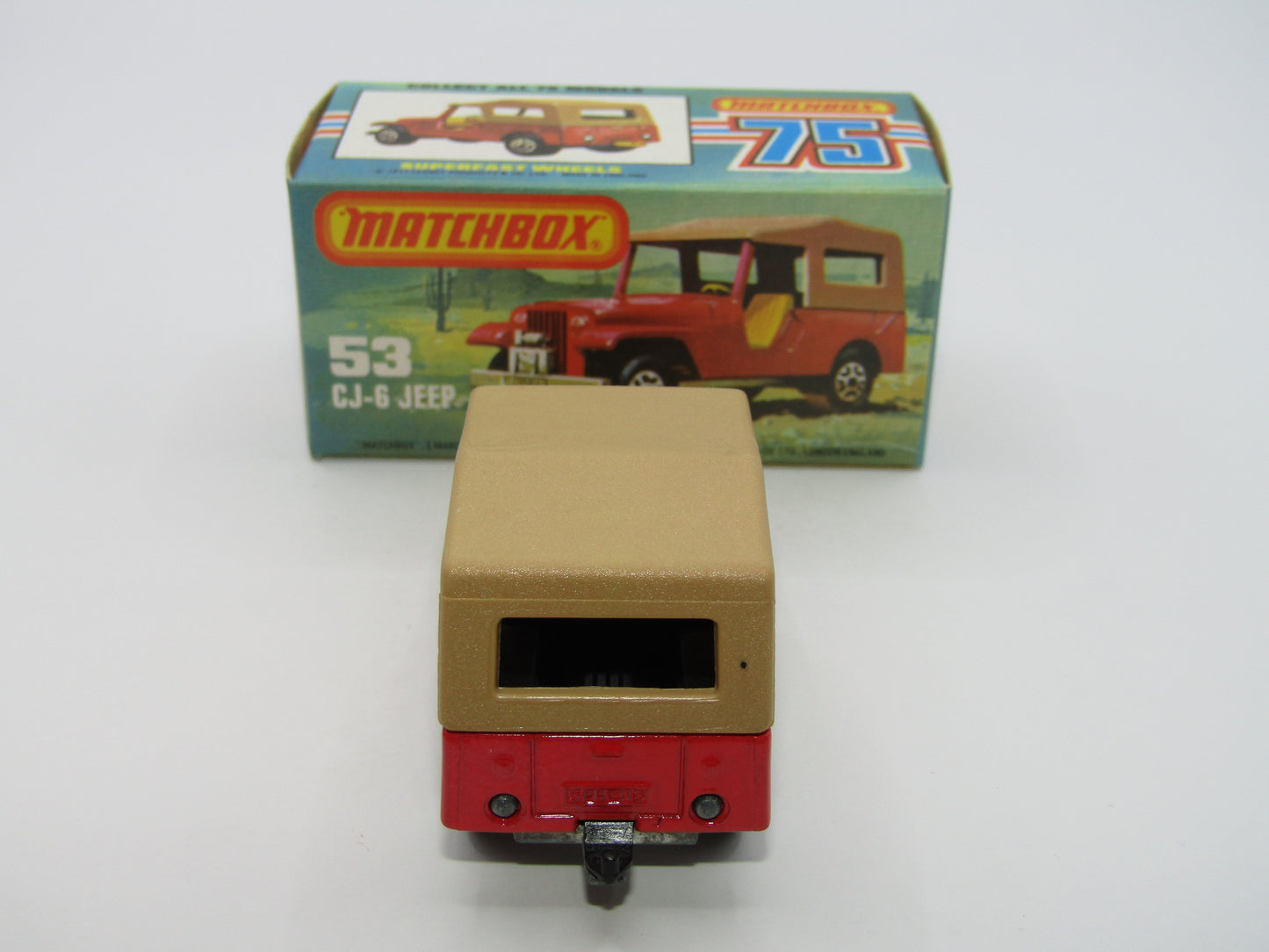 Matchbox Superfast 53C Jeep CJ-6 Red BLACK Interior