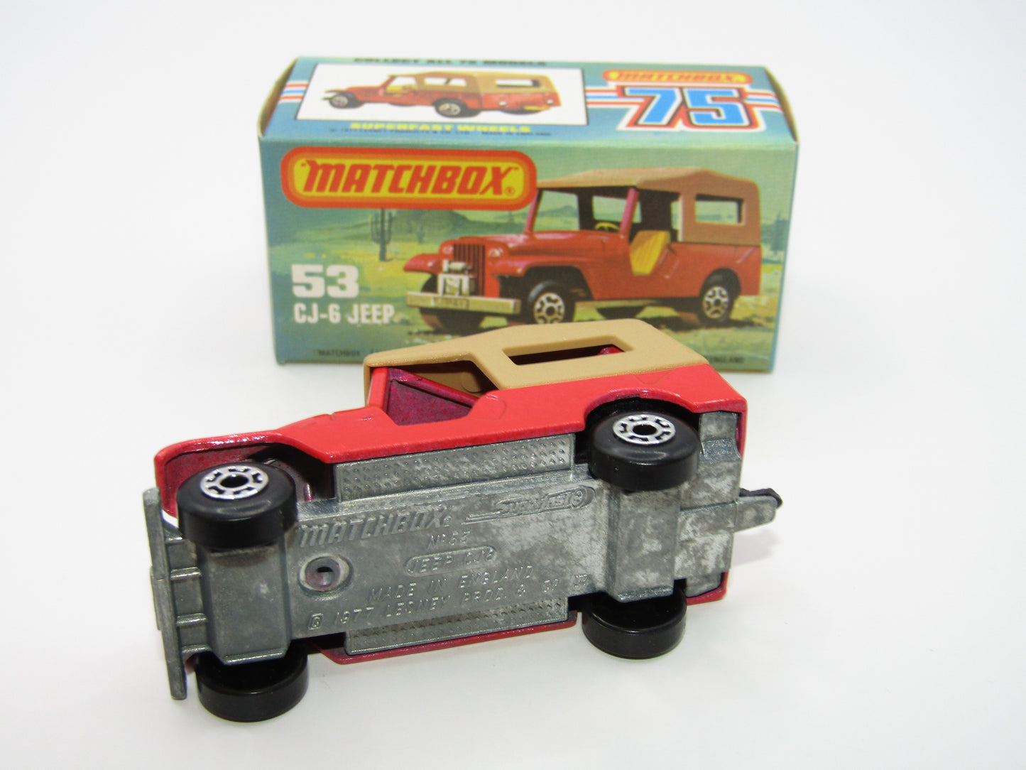Matchbox Superfast 53C Jeep CJ-6 Red BLACK Interior