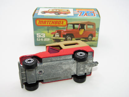 Matchbox Superfast 53C Jeep CJ-6 Red BLACK Interior