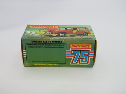 Matchbox Superfast 53C Jeep CJ-6 Red BLACK Interior