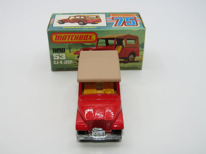 Matchbox Superfast 53C Jeep CJ-6 DARK Red Yellow Interior