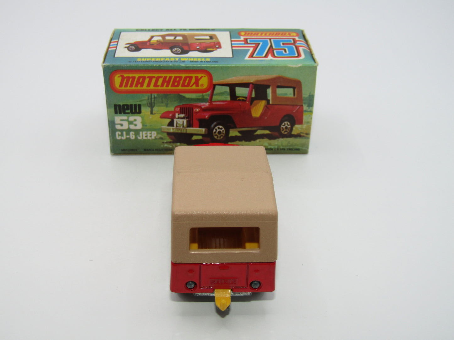 Matchbox Superfast 53C Jeep CJ-6 DARK Red Yellow Interior