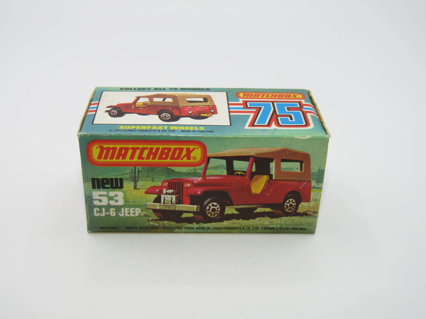 Matchbox Superfast 53C Jeep CJ-6 DARK Red Yellow Interior