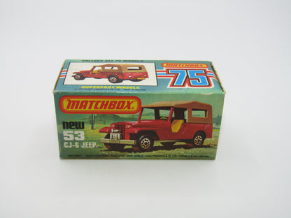 Matchbox Superfast 53C Jeep CJ-6 DARK Red Yellow Interior
