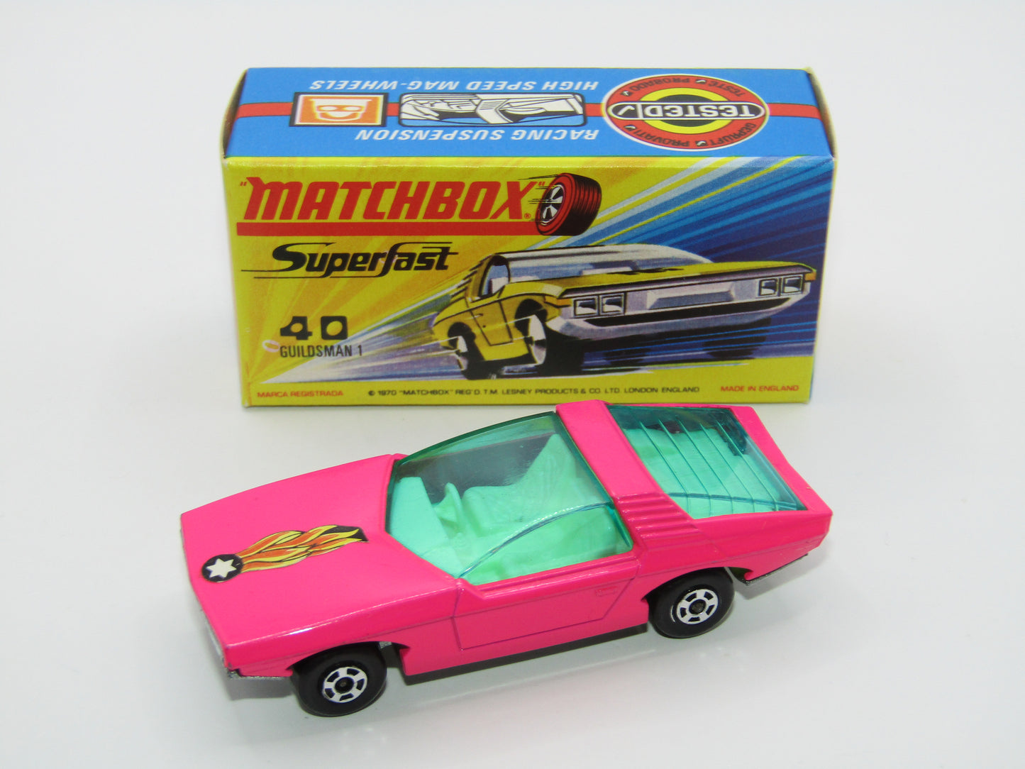 Matchbox Superfast 40A Vauxhall Guildsman LIGHT Pink Black Star Black Background