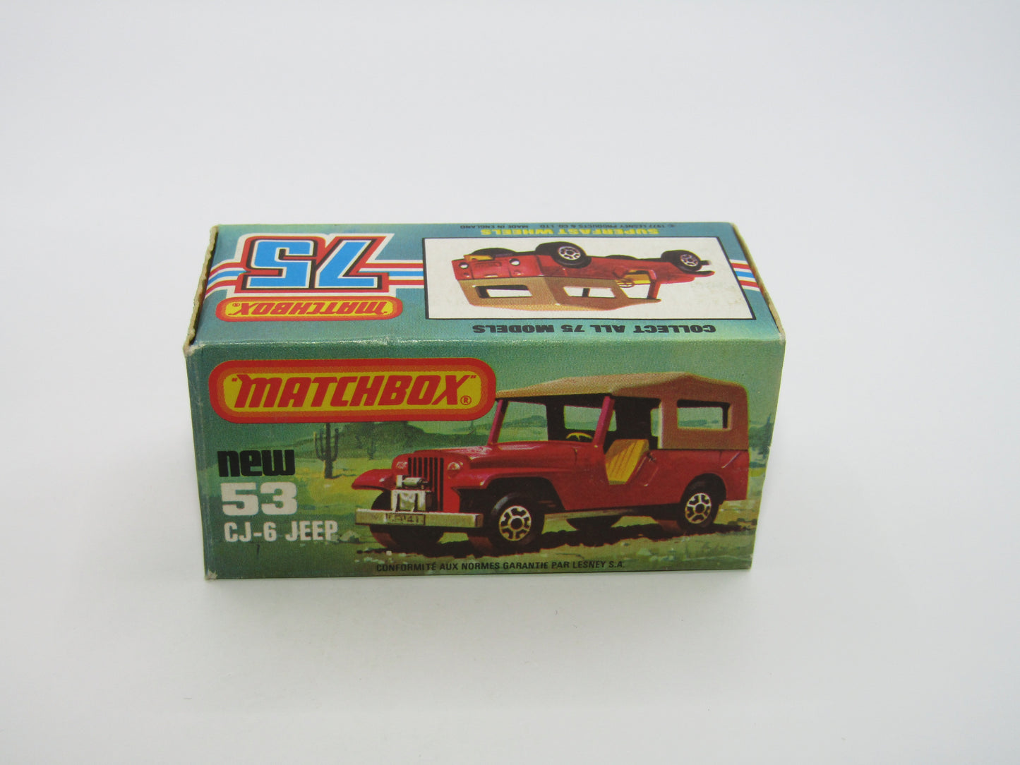 Matchbox Superfast 53C Jeep CJ-6 DARK Red Yellow Interior