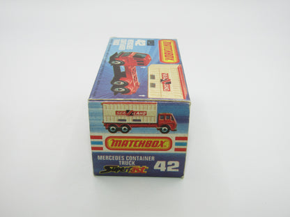 Matchbox Superfast 42C Mercedes Container Truck LIGHT RED Plastic Grey Container