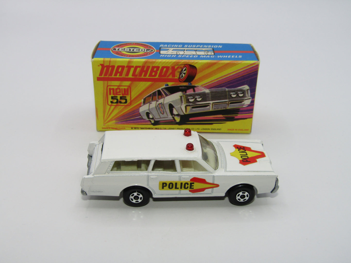 Matchbox Superfast 55B Mercury Commuter Police Car SILVER Base