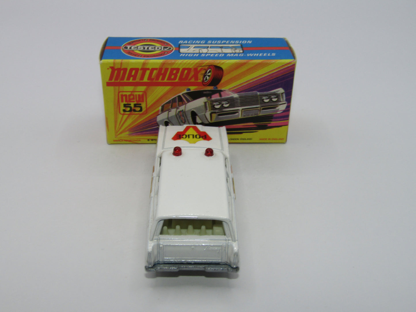 Matchbox Superfast 55B Mercury Commuter Police Car SILVER Base