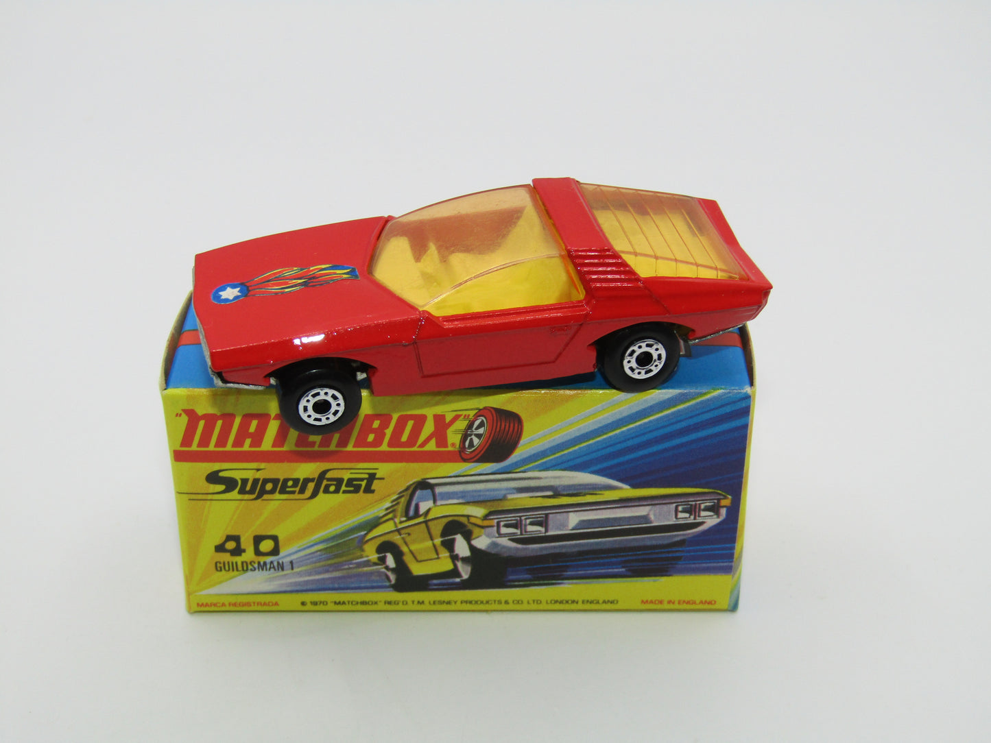 Matchbox Superfast 40A Vauxhall Guildsman DOT DASH Wheels BLUE FLAMES Label